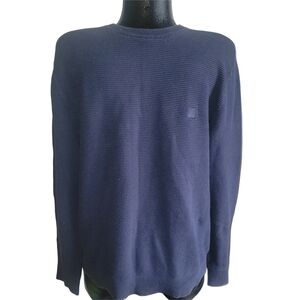 Bench Mens Navy Ribbed Knit Crewneck Sweater M